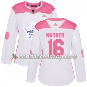 Adidas Maillot de Hockey Toronto Maple Leafs Mitchell Marner 16 2017-2018 Blanc Rose Fashion Authentic - Femme